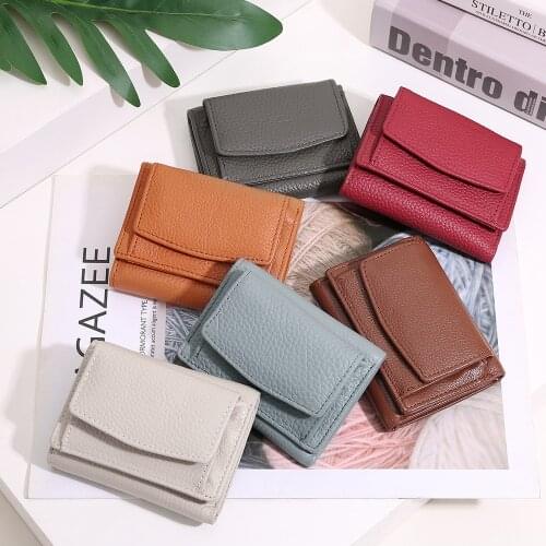 New Top Layer Cow Leather Small Square Hasp Coins Rfid Card Slots Lady Purse Portable Girls Attractive Mini Palms Cash Bag