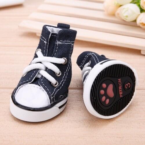 Pet Dog Shoes Anti-slip Waterproof Sporty Denim Canvas Sneakers Booties Ati-Slip Shoes Dog Small Pet Boots