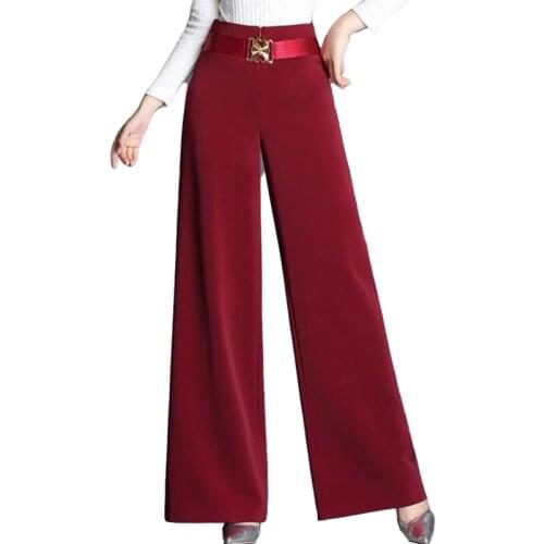 Autumn middle-aged womens high waist wide leg pants casual loose long pants