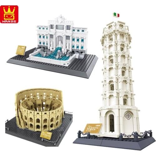 WANGE Worlds Famous ArchitectureFontana di Trevi Colosseum Leaning Tower of Pisa For Italy Building Blocks Construct Brick Toy