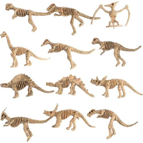 Plastic Model Dinosaur Skeleton Kit Assorted Set of 12Pcs Kids Educational Toys Collection Birthday Gifts Home Decoration