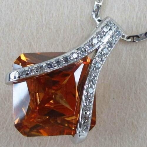 Fleure Esme Engagement Wedding christmas pendants for Jewelry charms gifts Red Morganite Cubic Zirconia Rhodium Plated R902 R903