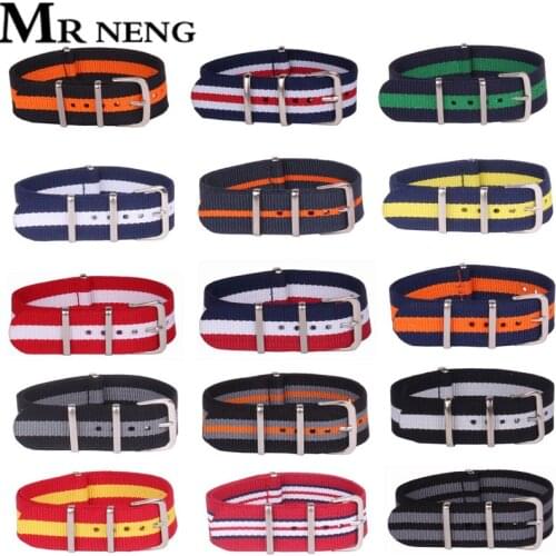 Wholesale Stripe Retro 18 20 22 24 MM Strong Military Army nato fabric Nylon Watch Woven Straps Bands Buckle 22mm watchbands