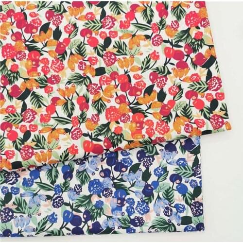 Red Blue Orange Fruit Cherry 100% Cotton Twill Fabric for DIY Cushion Summer Apparel Dress Patchwork Decor Craft Quilt Sewing