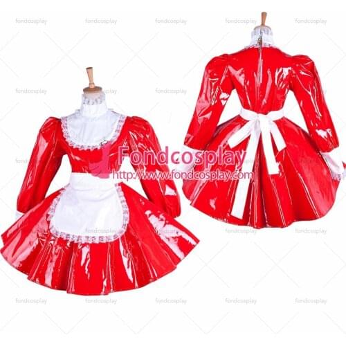 PVC Sissy maid lockable dress vinyl Uniform Tailor-made[G1544]