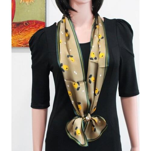 CONTRAST COLOR Design Scarf Ribbon Neck Natural Skin Accessory High Grade Lady Pure Silk Chine Long Towel KZSCJ64