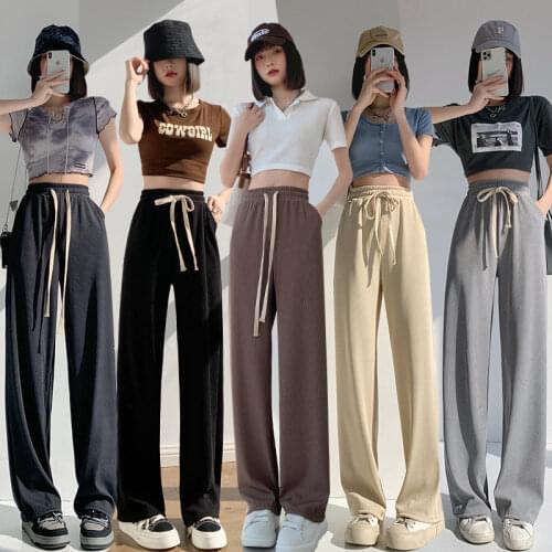 Women Loose Casual Pants Joggers Sports High Elastic Fitness Slim Running Tights Sportswear Wide Leg Trousers Clothing