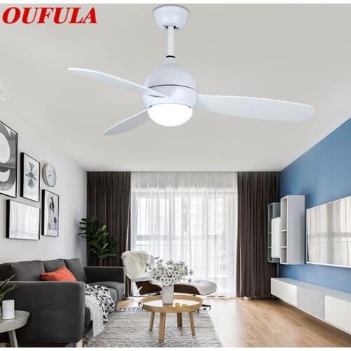 OUTELA Modern Ceiling Fan Lights Lamps White Remote Control Contemporary Decorative For Dining room Restaurant l