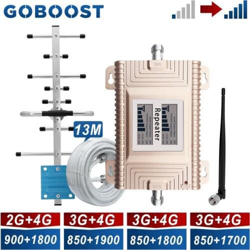 GOBOOST Cellular Amplifier GSM 2G 3G 850 900 LTE 4G 1700 1800 1900 MHz Dual Band Signal Booster Mobile Repeater Antenna Kit