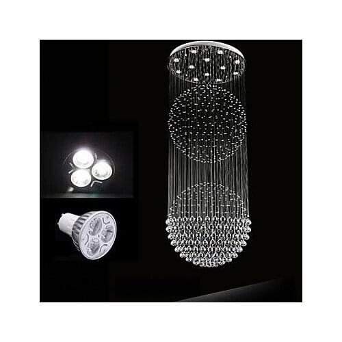 High quality LED Modern K9 Crystal Chandelier 12 Lights Silver transparent Clear Crystal Globe Ceiling Lamps Fixtures 80CM K9 Crystal H210CM 110V 220v
