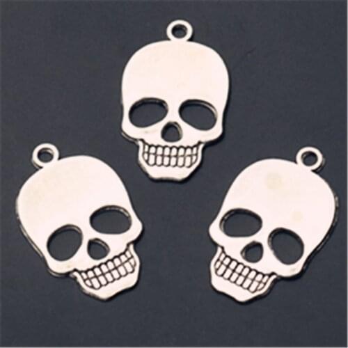 WKOUD 6pcs Silver Plated Planar Human Skulls Glamour Necklace Bracelet DIY Metal Jewelry Alloy Pendants A967