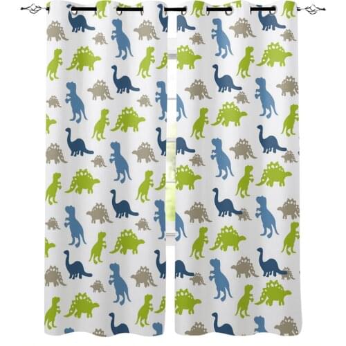 Cute Cartoon Dinosaur Silhouette Blackout Curtains for Children Kids Home Decor Bedroom Living Room High Shading Window Curtains