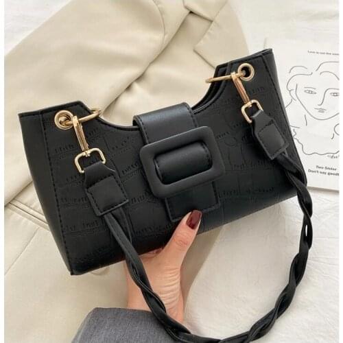 Retro Alligator Pattern PU Leather Women Underarm Bag Solid Color Ladies Baguette Handbags Fashion Design Girls Shoulder Bags