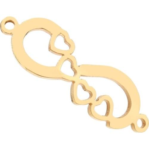 Gold tone INfinite Love Connector heart Charm Beads DIY Necklace Jewelry Making Gift