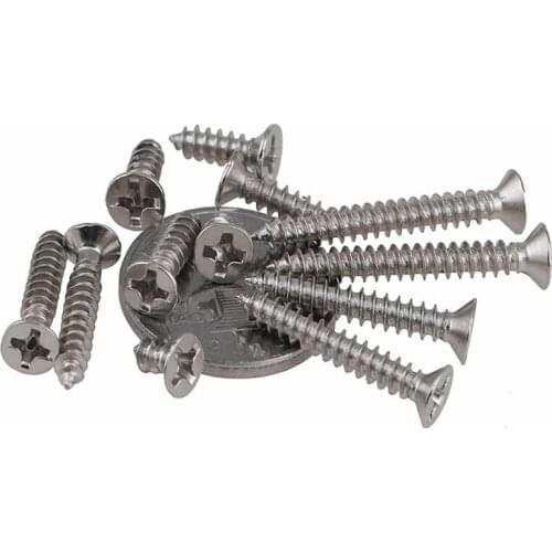 100pcs/lot M1.0-M3 Nickel-Plated Cross Countersunk Head Self-Tapping Screw Flat Head Self-Tapping Glasses Small Screw