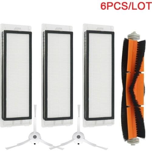 3PCS HEPA filter+1PC main brush+2PCS side brush for Xiaomi Mi Robot roborock S50 S51 s55 T4 T6 T7 T60 Vacuum Cleaner