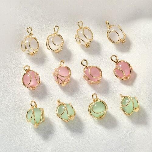 30pcs/lot opal geometric round shape handmade copper charms diy jewelry necklace/earring for women pendant accessory