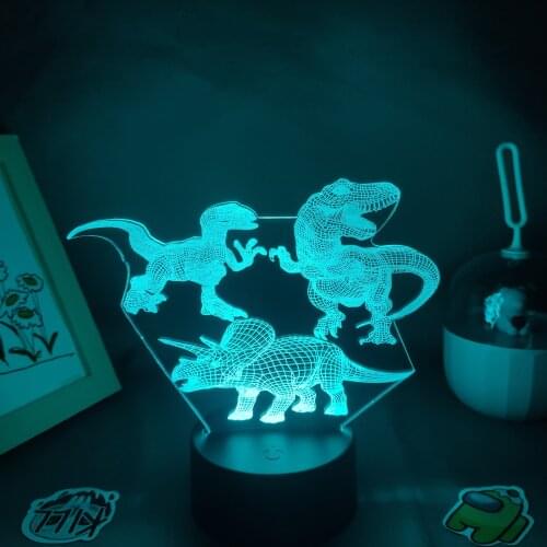 Dinosaur Animal Tyrannosaurus Triceratops 3D LED Lamps RGB USB Night Lights Birthday Gift For Kid child Bedroom Table Decoration
