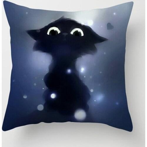 45*45cm New Square Decorative Throw Pillow Case Cartoon Cat Pattern Lovers Interesting Pillowcase for Home Pillow Cover