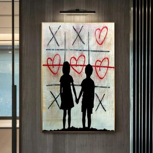 Bansky Street Art Canvas Painting Boy and Girl Graffiti Love Poster and Print Wall Art Picture for Living Room Decoration Cuadro