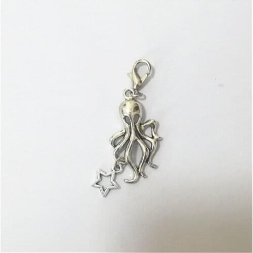 2pcs Octopus Clip on Charm, Zipper Pull, Star Keychain, Great for Charm Bracelet, Bracelet Charm, Planner Charm, Ocean Charm