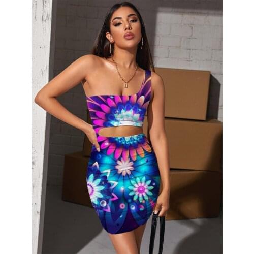 Giyu Brand Flower Dresses Women Colorful Pleating Dizziness Bodycon Dress Art Vestido Sexy Womens Clothing Mini Evening Short