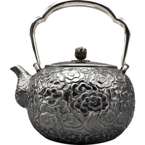 Teapot, stainless steel teapot, silver teapot, hot water teapot, portable teapot 1200 ml, kung fu tea set