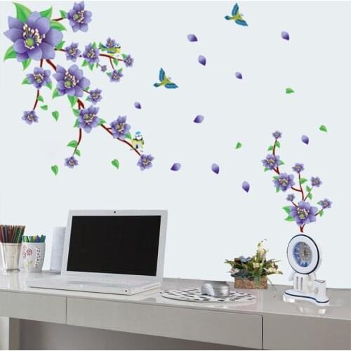 Black color Butterfly flower vine wall stickers PVC Material DIY wall decals For Living room sofa background wall decor sticker