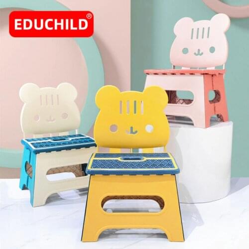 Educhild Children Folding Chair Child Outdoor Portable Camping Picnic Stool Infant Foldable Plastic Bench with Backrest for Kids