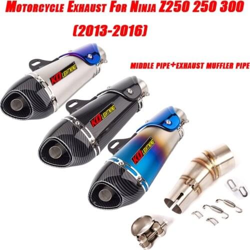For Ninja 300 250 Z250 2013-2016 Motorcycle Exhaust Set System Replace Refit 50.8mm Middle Pipe Connect Tail Vent Muffler Pipe