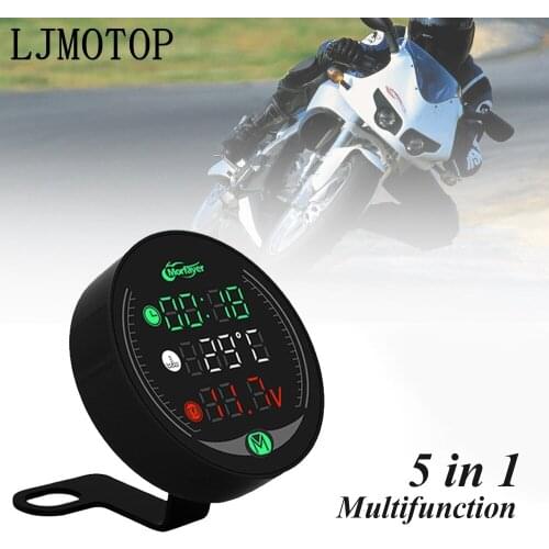 5-in-1 Motorcycle Meter Time Water Temperature Voltmeter USB Display Table For Suzuki RM 85 125 250 RMZ 250 450 RMX250