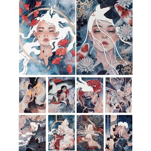 Chinese Watercolor Art Figure Girls Diy 5D Diamond Painting Full Square and Round Embroidery Mosaic Wall Art Home Decor Gifts