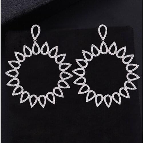 LARRAURI Popular Pierced Round Circle Waterdrop Earrings Cubic Zirconia Dangle Drop Earrings For Women Girls Jewelry