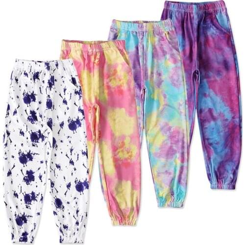 Summer Children Kids Girls Pants Long Pants Trousers Tie-dyed Pants for Kids