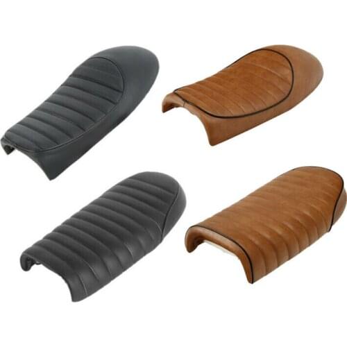 Motorcycle Universal Leather Cafe Racer Seat Brat & Hump Saddle For Honda Suzuki Yamaha