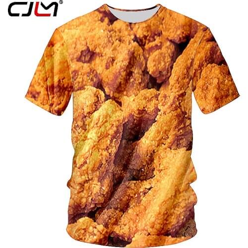 CJLM Tasty Food Tshirt New Arrivals Men 3d Full Print Fried Chicken T Shirts Casual Short Sleeve O Neck T-shirts Unisex Tee Tops