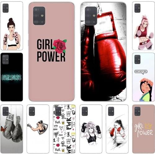 Cute Girl Power Boxing Soft TPU Phone Case for Samsung Galaxy A51 A71 A41 A31 A21 S A11 A50 A70 A42 A20 e A30 A40 A10 A80 cover