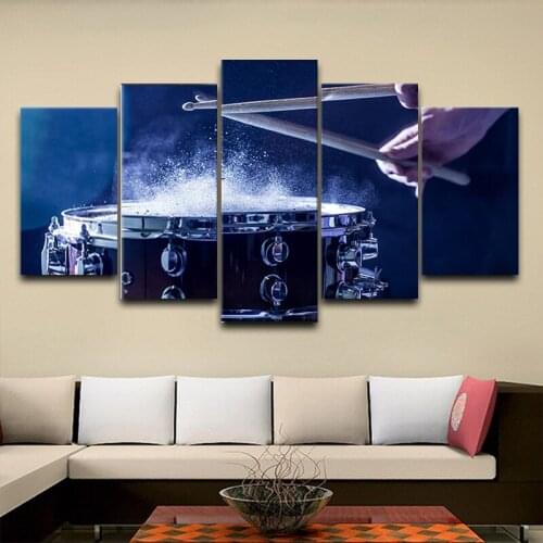 5 Pieces of Wall Art Painting HD Printing Drum Musical Instrument Poster Living Room Bedroom Home Decoration Picture Frameless