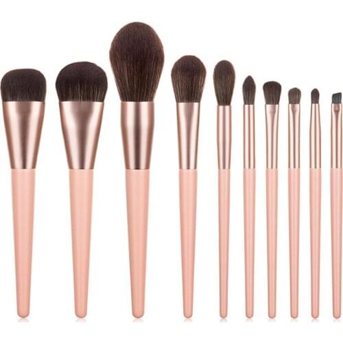 10PCS Makeup Brushes Set Wooden Handle For Eyeshadow Blush Brushes Cosmetic Tools Kits