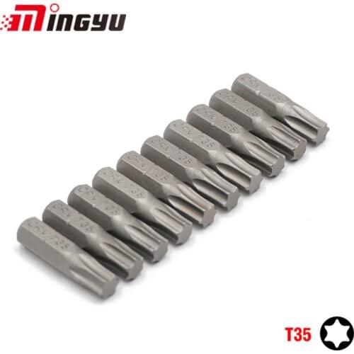 10pcs 25mm 1/4" Torx T35 Screwdriver Bit Set Repair Tools ScrewdriversKit Hex Shank Drill Bit For Power Household Hand Tools
