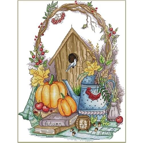 Cross Stitch Stamped Kits 14CT Printed Embroidery Cloth Needlepoint Kits Easy Patterns For Beginners Autumn Impressions