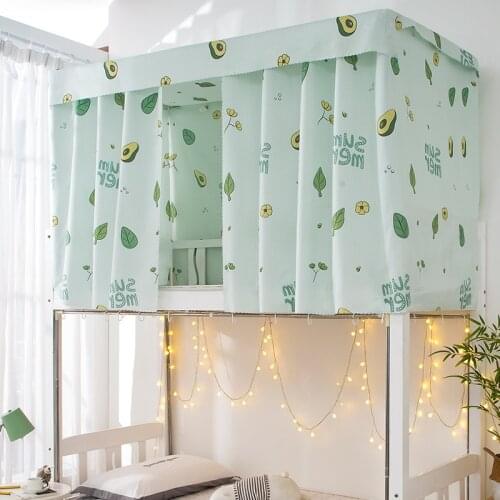 Printed Dormitory Bed Curtain with Rope & Clasp College Single Bed Shade Cloth for 4/4.5 inch Bunk Bed