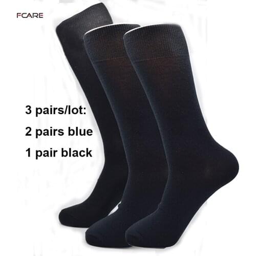 Fcare 6PCS=3 pairs 44, 45, 46, 47 plus size big long leg business socks calcetines men cotton dress wedding black blue socks