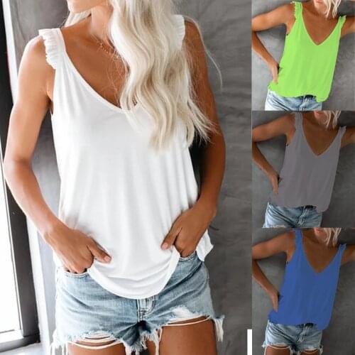 New Women Fashion Vest Sleeveless Blouse Ladies Solid Color Tank Tops Casual Tee Female Casual Summer Tops T-Shirts