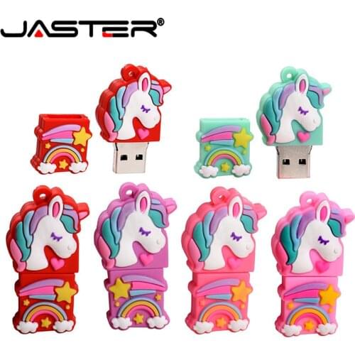 JASTER Cartoon the new unicorn Pen Drive 16GB 4GB 64GB 32GB usb Flash Drive Pendrive Memory Stick u disk fashion gift