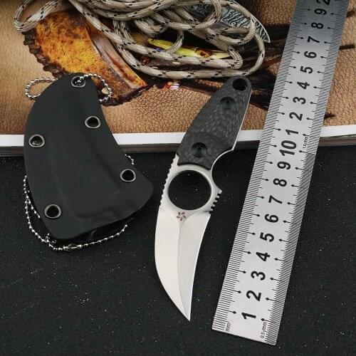 Karambit Necklace Knife S35VN Fixed Blade Knives with Outdoor Camping Utility EDC Tools CS GO Tactical Self Defense Mini Knifes
