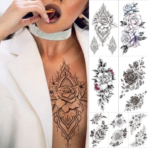 Transferable Waterproof Temporary Sleeve tatooo Stickers Orchid Jasmine Flower Jewelry Arm tattoos Body Art Fake tatoo Man Women