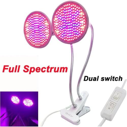 Full Spectrum E27 Plant Grow Light Dual 200 LED bulbs growing lights lamp desk clip green house indoor flower plants Hydroponics
