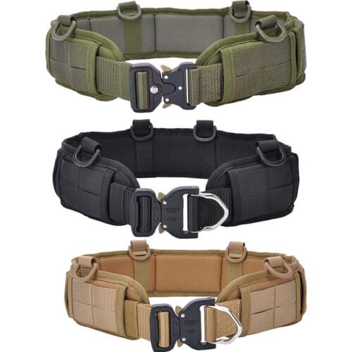 Military Tactical Belt Men Molle Battle Belt Airsoft Army Combat Outdoor CS Hunting Paintball Padded Waist Belt Set Adjustable