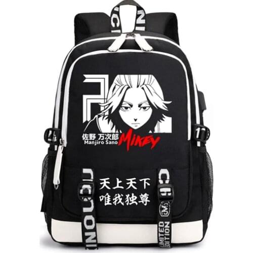 Anime Tokyo Revengers Backpack Women Men Computer Bag USB Charging Unisex Black Travel Daypack Student School Campus Shoulderbag